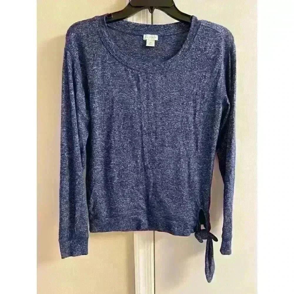 J crew - women heather blue long sleeve crewneck top, XS/S